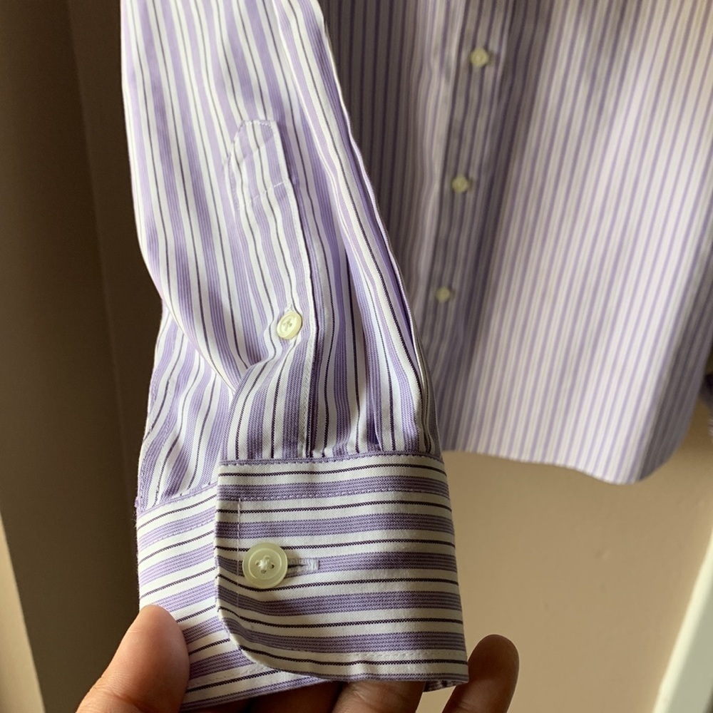 EDDIE BAUER Wrinkle Resistant Relaxed Fit Long Sleeve Striped Button Down Shirt - Picture 5 of 7